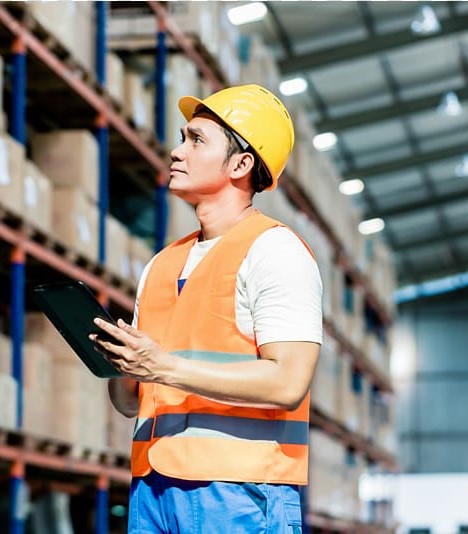 Logistics warehouse operations with storage and distribution activities